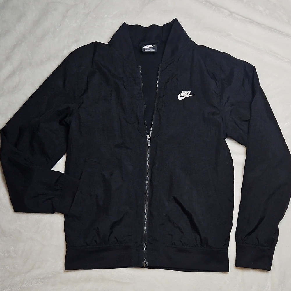 Nike Woven Bomber Jacket Black Full Zip Mens Size Small EUC - Picture 2 of 7